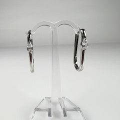 Cercei creole argint 925 cu zirconia, 30mm - prindere continua - vedere 2