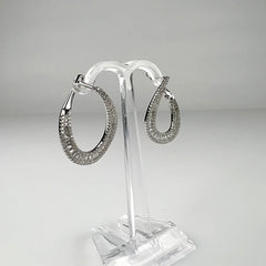 Cercei creole argint 925 cu zirconia 25mm - vedere 1