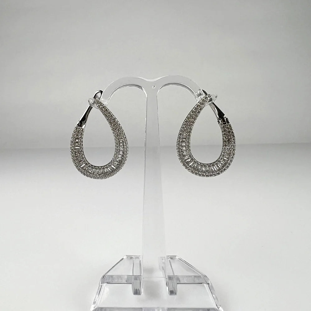 Cercei creole argint 925 cu zirconia 25mm - vedere 2