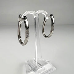 Cercei creole argint 925 cu zirconia - 26mm - vedere 1