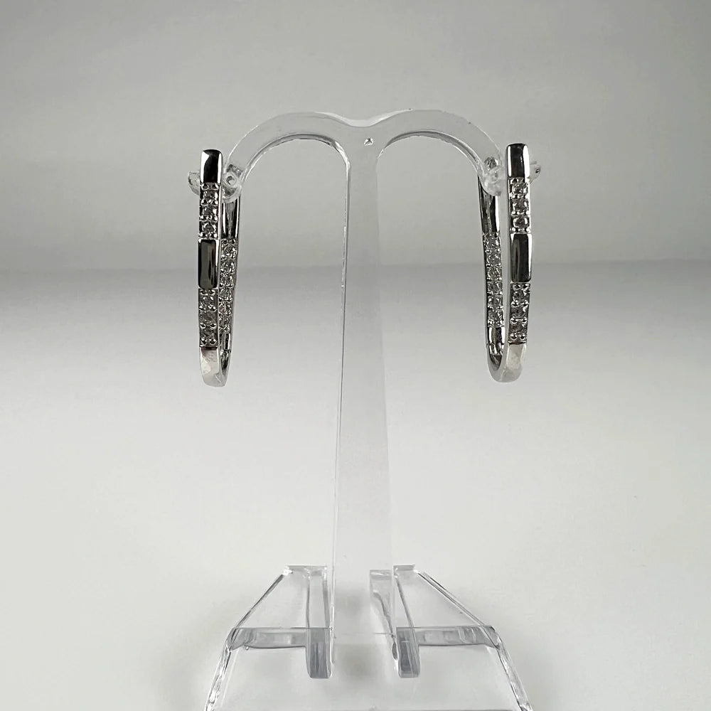 Cercei creole argint 925 cu zirconia si creola continua 25mm - vedere 2