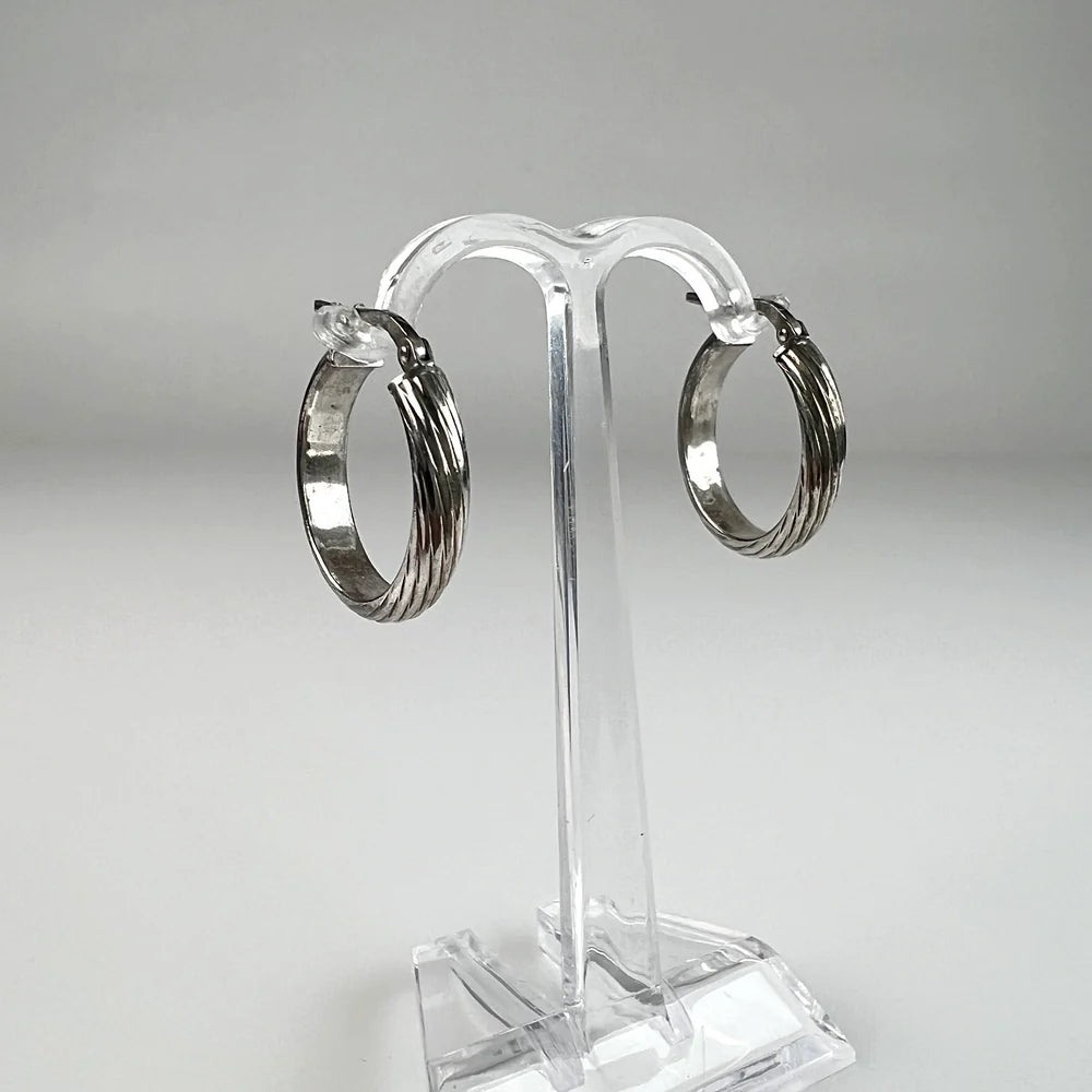 Cercei creole din argint 925, 27 mm, model clasic elegant - vedere 1