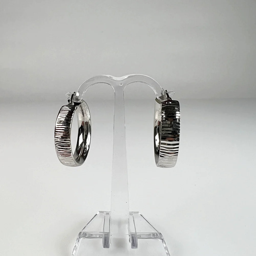 Cercei creole argint 925 cu sistem continuu, 25mm - vedere 2