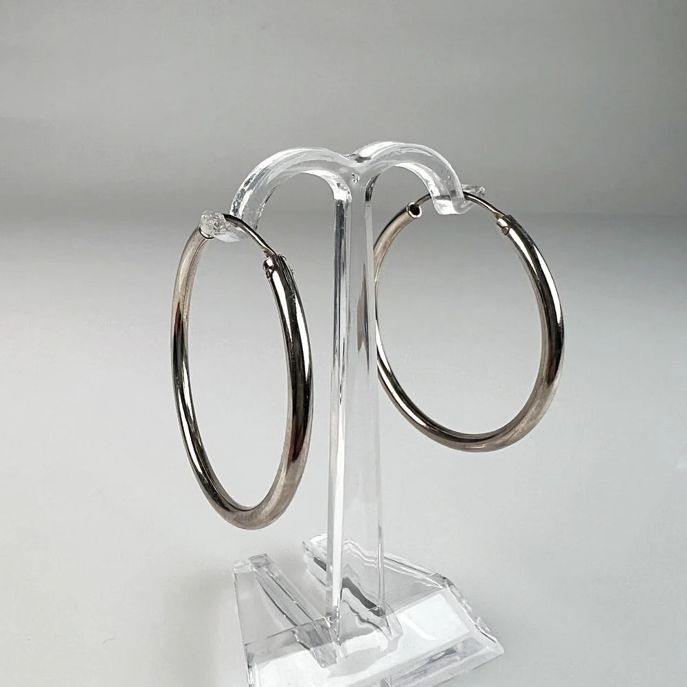 Cercei creole argint 925 lungi 31mm cu prindere continua - vedere 1
