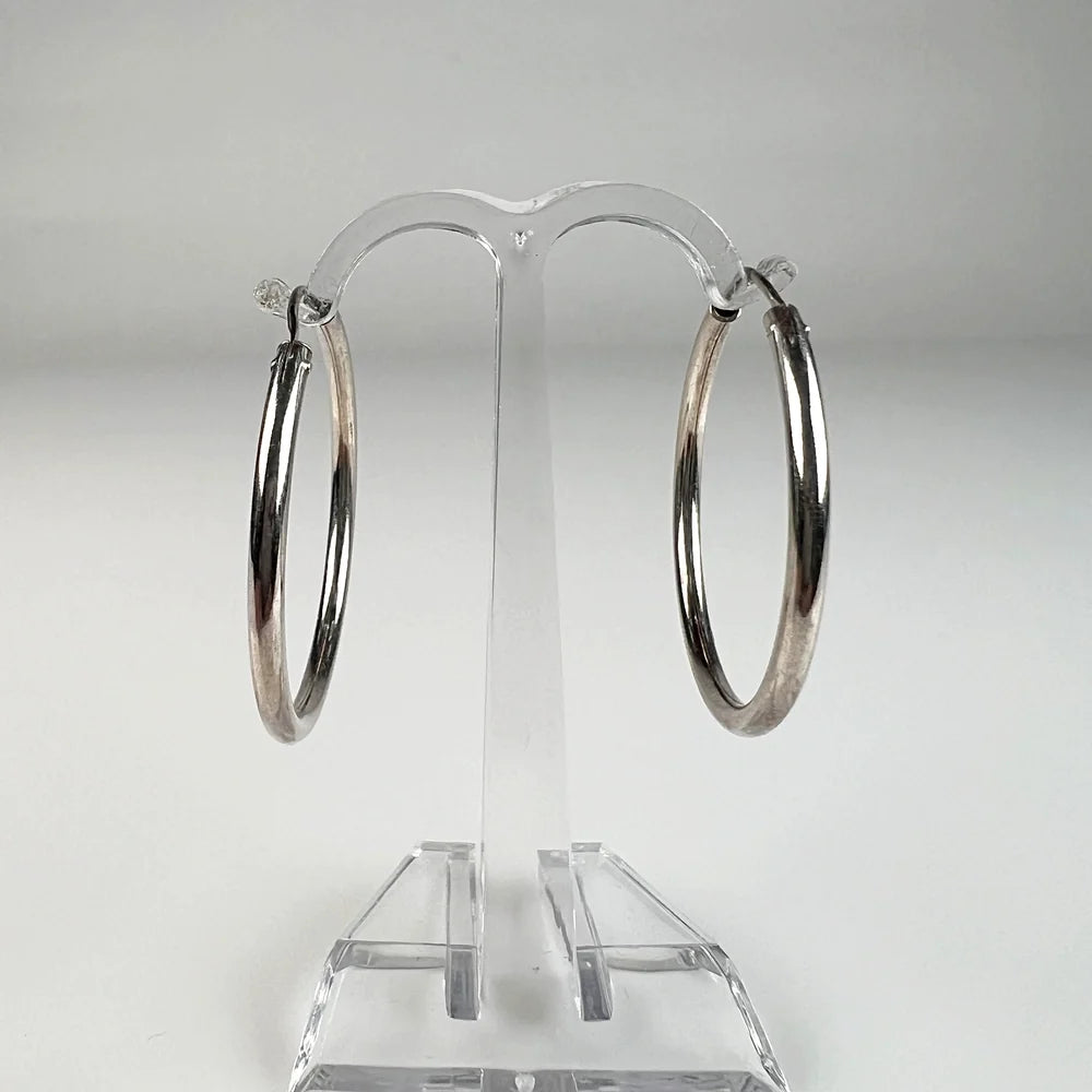 Cercei creole argint 925 lungi 31mm cu prindere continua - vedere 2