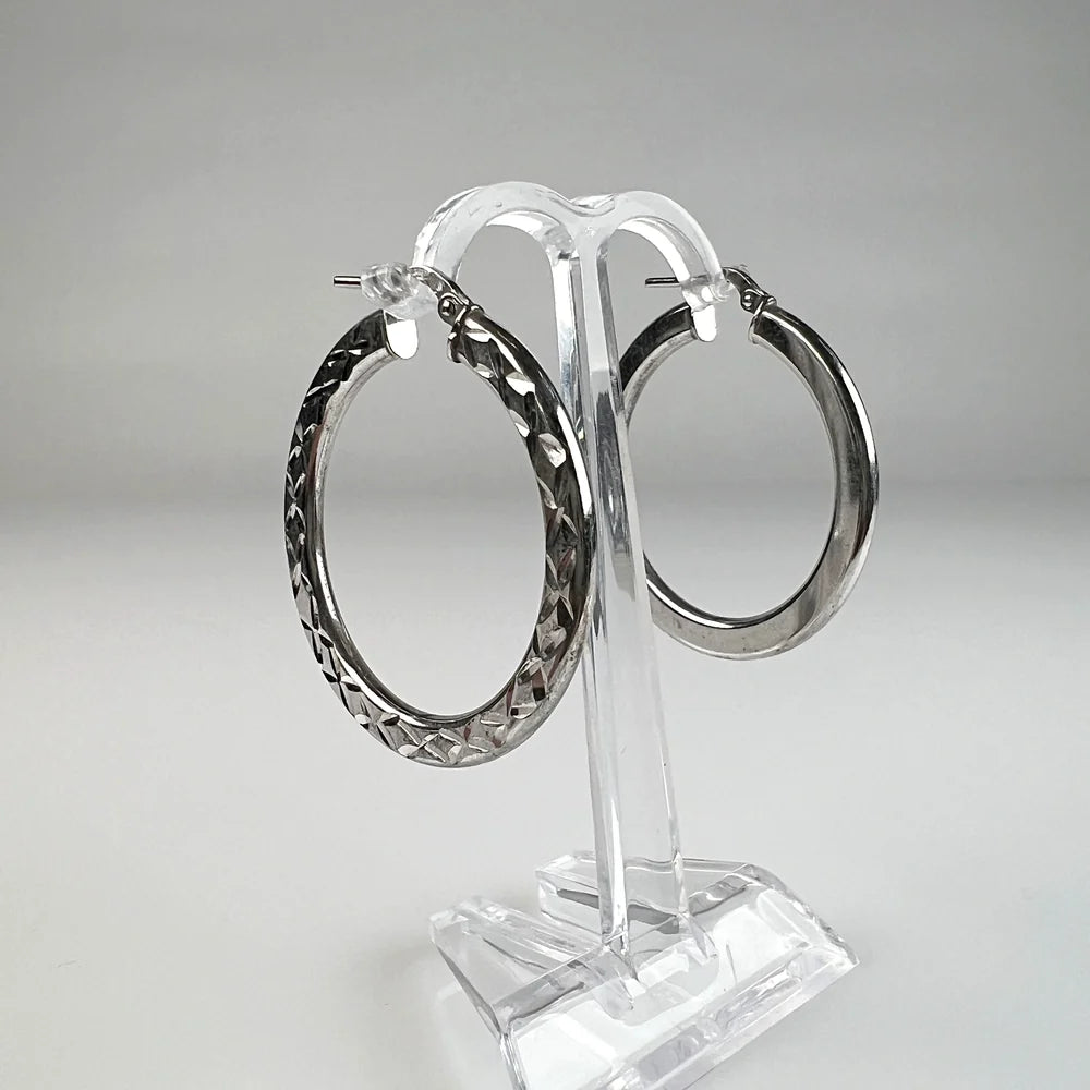 Cercei creole din argint 925, 31 mm, prindere continua - vedere 1