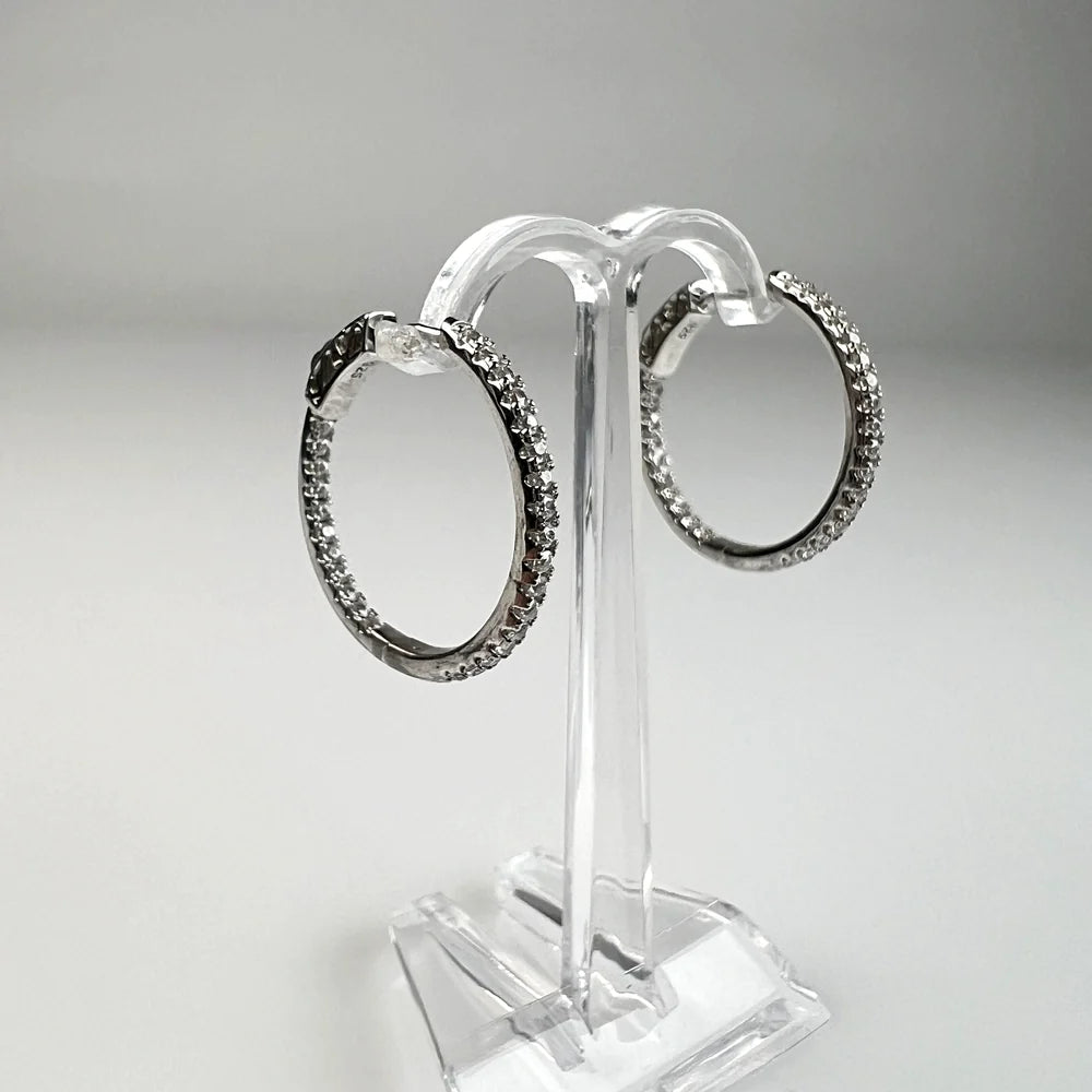 Cercei creole zirconia argint 925 22mm eleganti - vedere 1