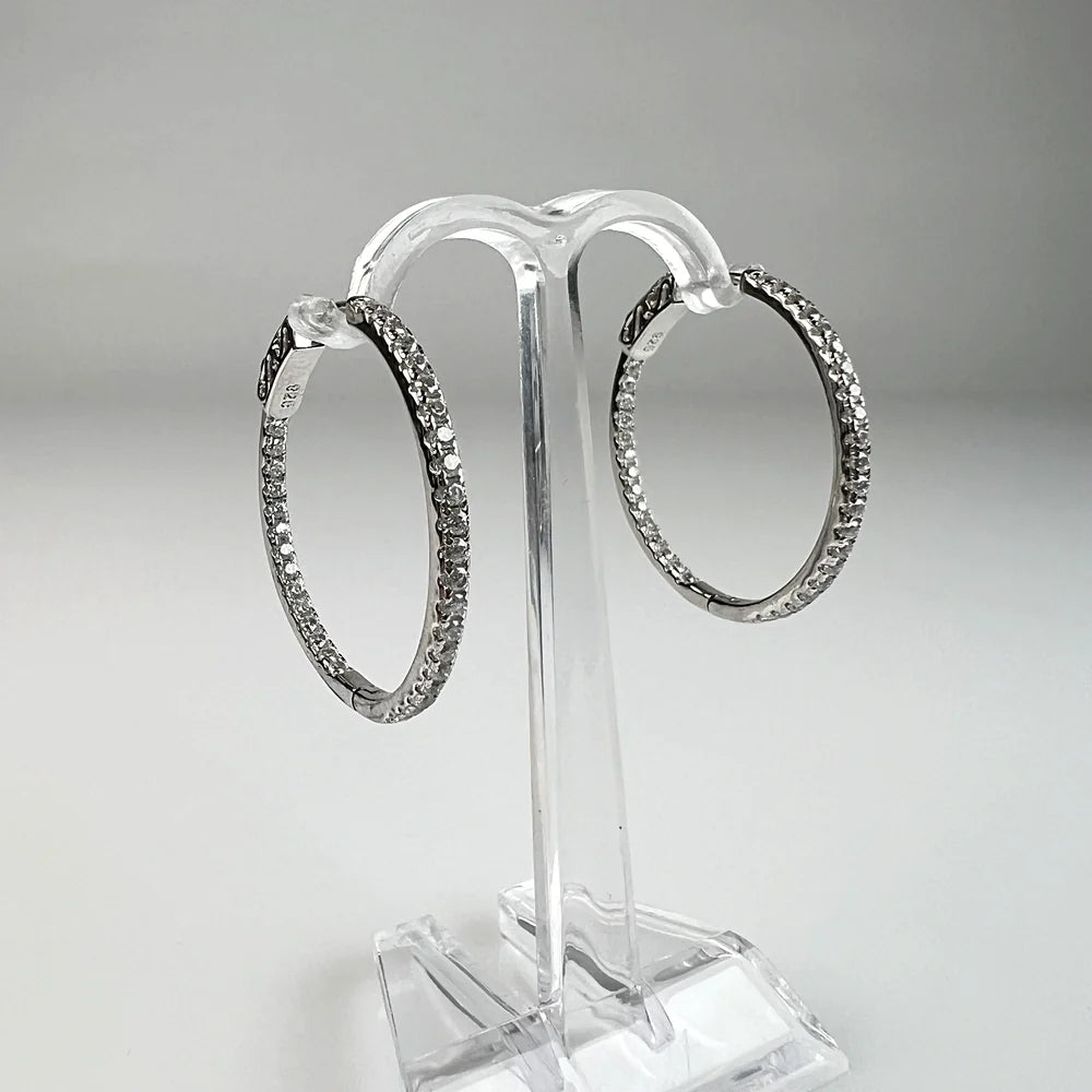 Cercei creole argint 925 cu zirconia, 18 mm - vedere 1