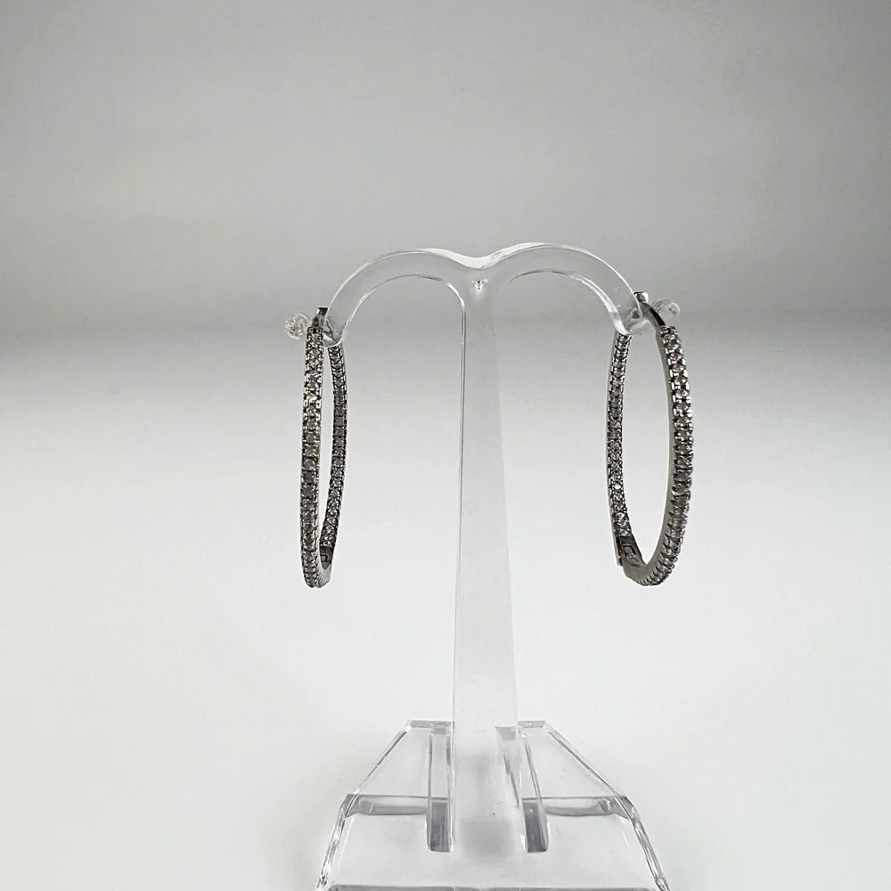 Cercei creole argint 925 cu zirconia, 18 mm - vedere 2