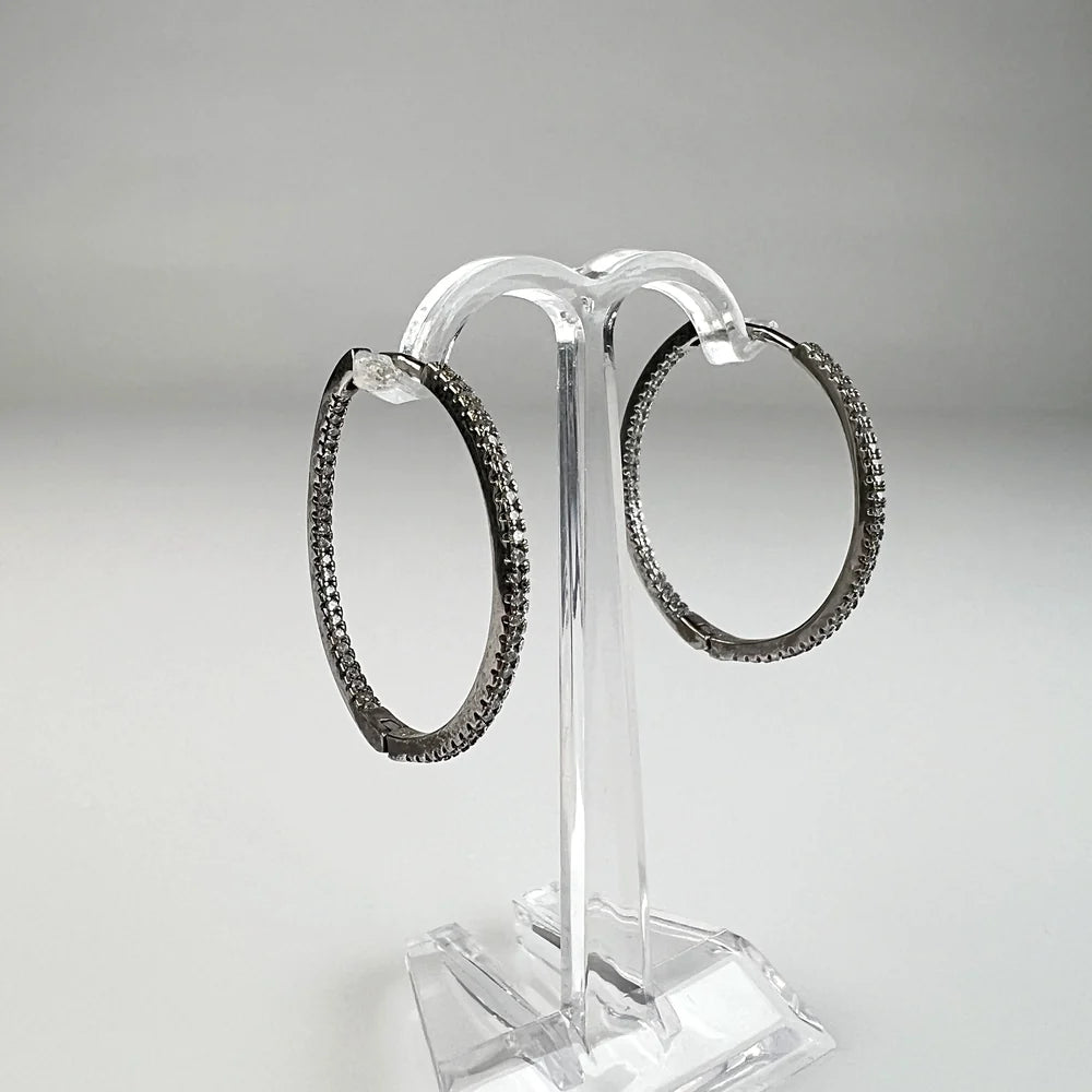 Cercei creole argint 925 cu zirconia 23mm - vedere 1