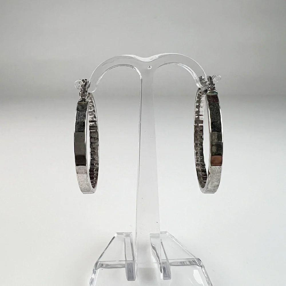 Cercei creole continui din argint 925, 24 mm - elegant si durabil - vedere 2