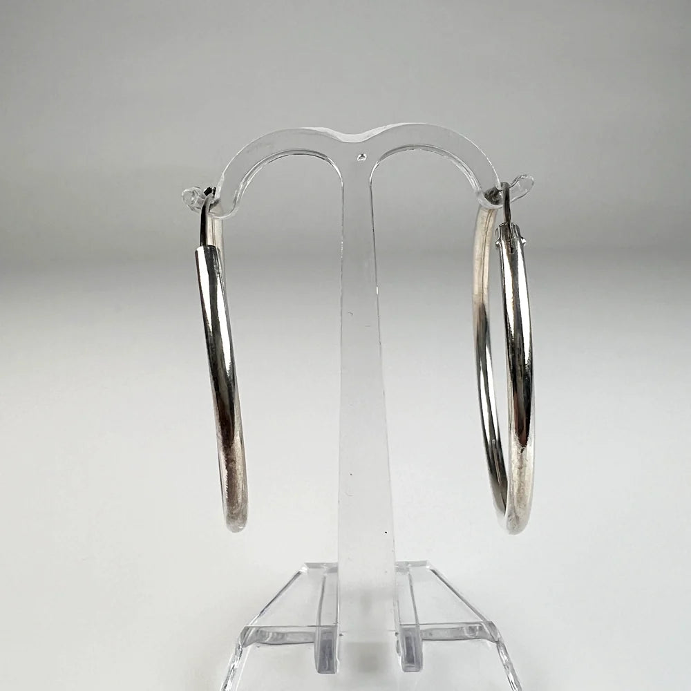 Cercei creole continui din argint 925, 33mm - bijuterie eleganta - vedere 2