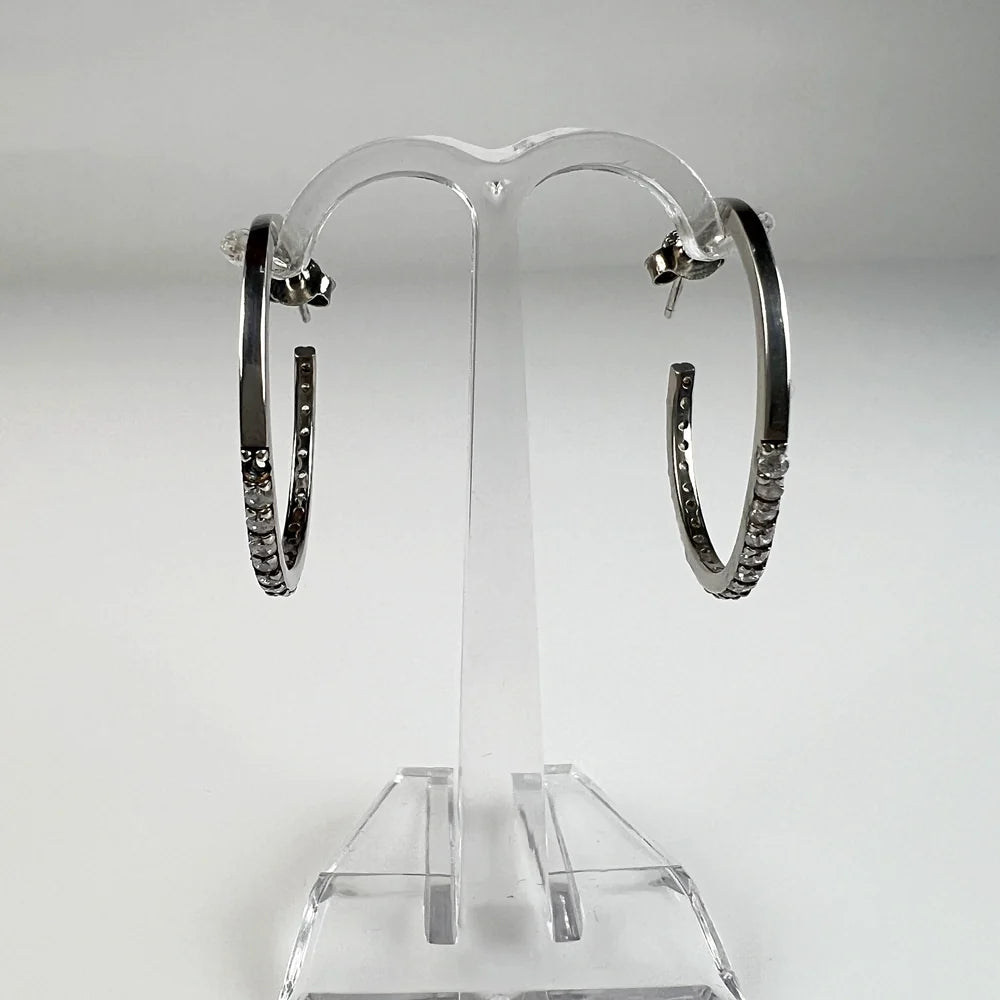 Cercei creole zirconia 24mm din argint 925 pentru zi - vedere 2