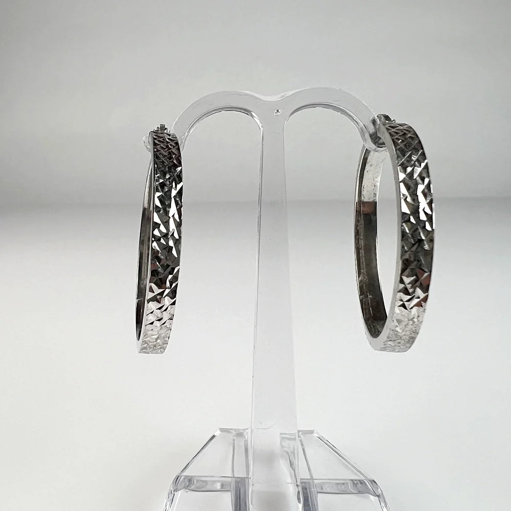 Cercei creole continui din argint 925, 34 mm - eleganta pura - vedere 2