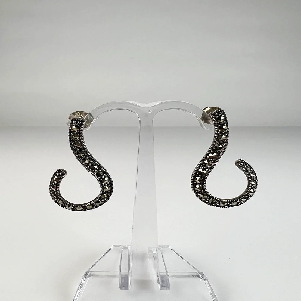 Cercei marcasite cu surub și fluture din argint 925 - vedere 2