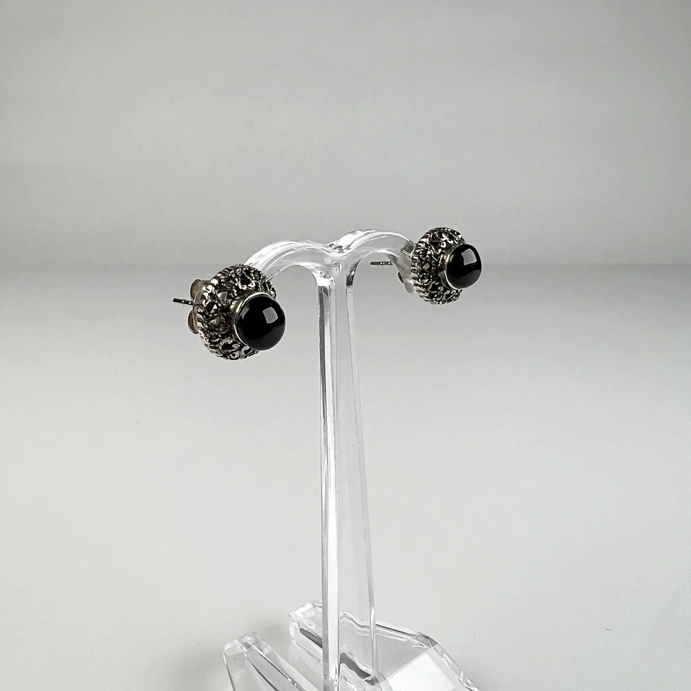 Cercei onix cu surub din argint 925, prindere fluture 10mm - vedere 1