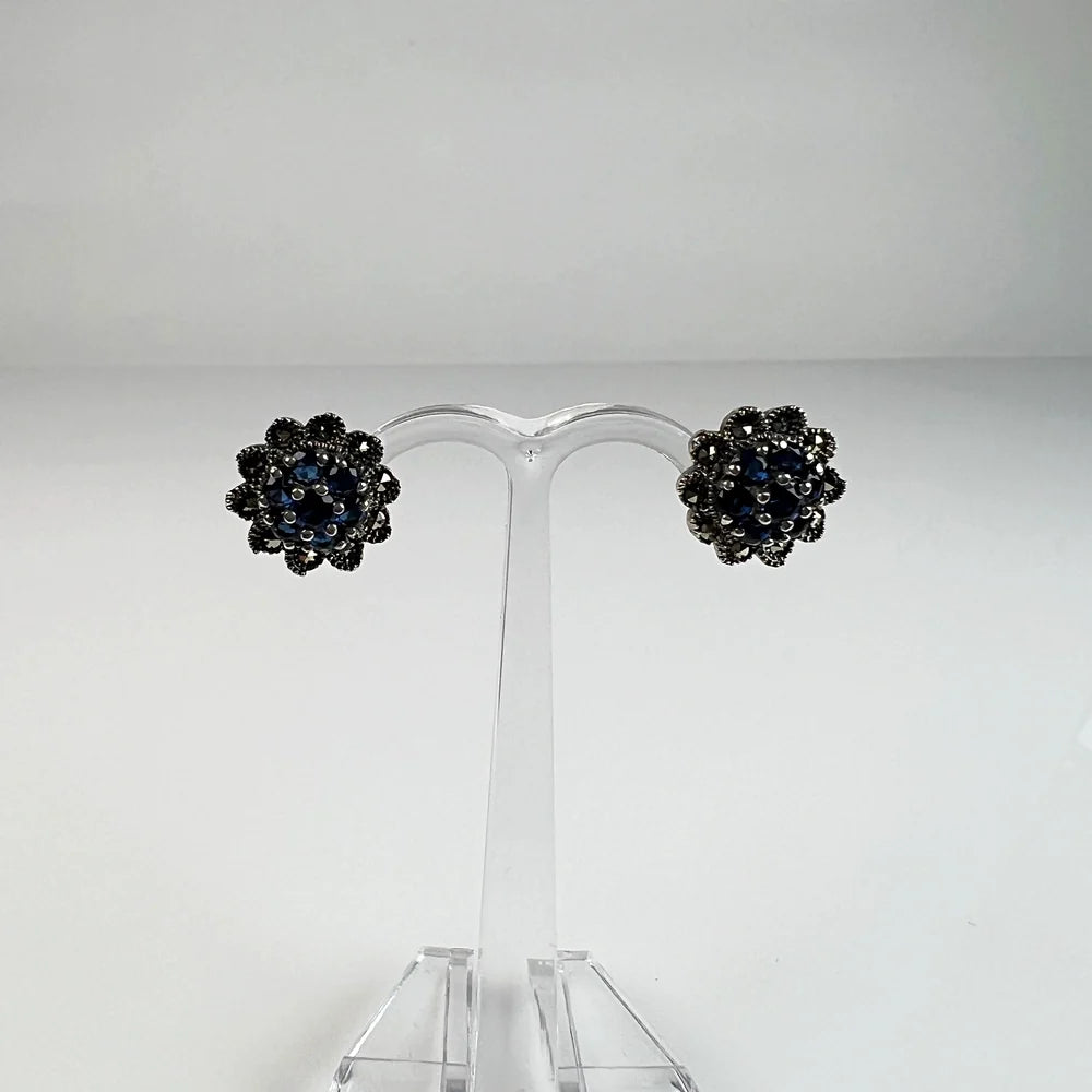 Cercei marcasite cu surub din argint 925 si prindere fluture - vedere 2