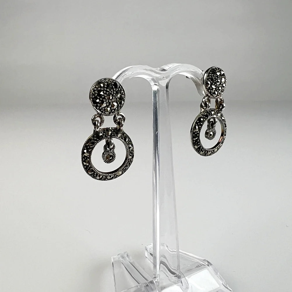 Cercei lungi marcasite cu prindere fluture din argint 925 - vedere 1