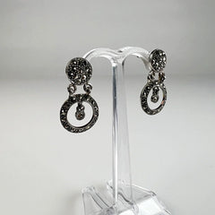 Cercei lungi marcasite cu prindere fluture din argint 925 - vedere 1