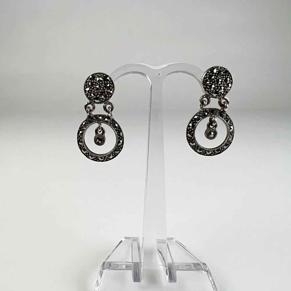 Cercei lungi marcasite cu prindere fluture din argint 925 - vedere 2