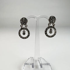 Cercei lungi marcasite cu prindere fluture din argint 925 - vedere 2