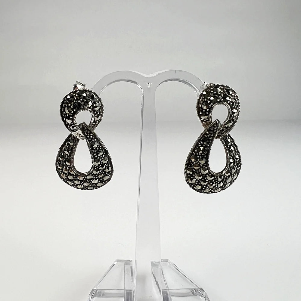 Cercei lungi marcasite cu fluture din argint 925 - vedere 2