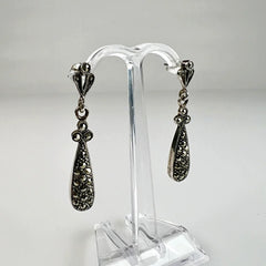 Cercei lungi marcasite cu prindere fluture din argint 925 - vedere 1