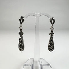 Cercei lungi marcasite cu prindere fluture din argint 925 - vedere 2