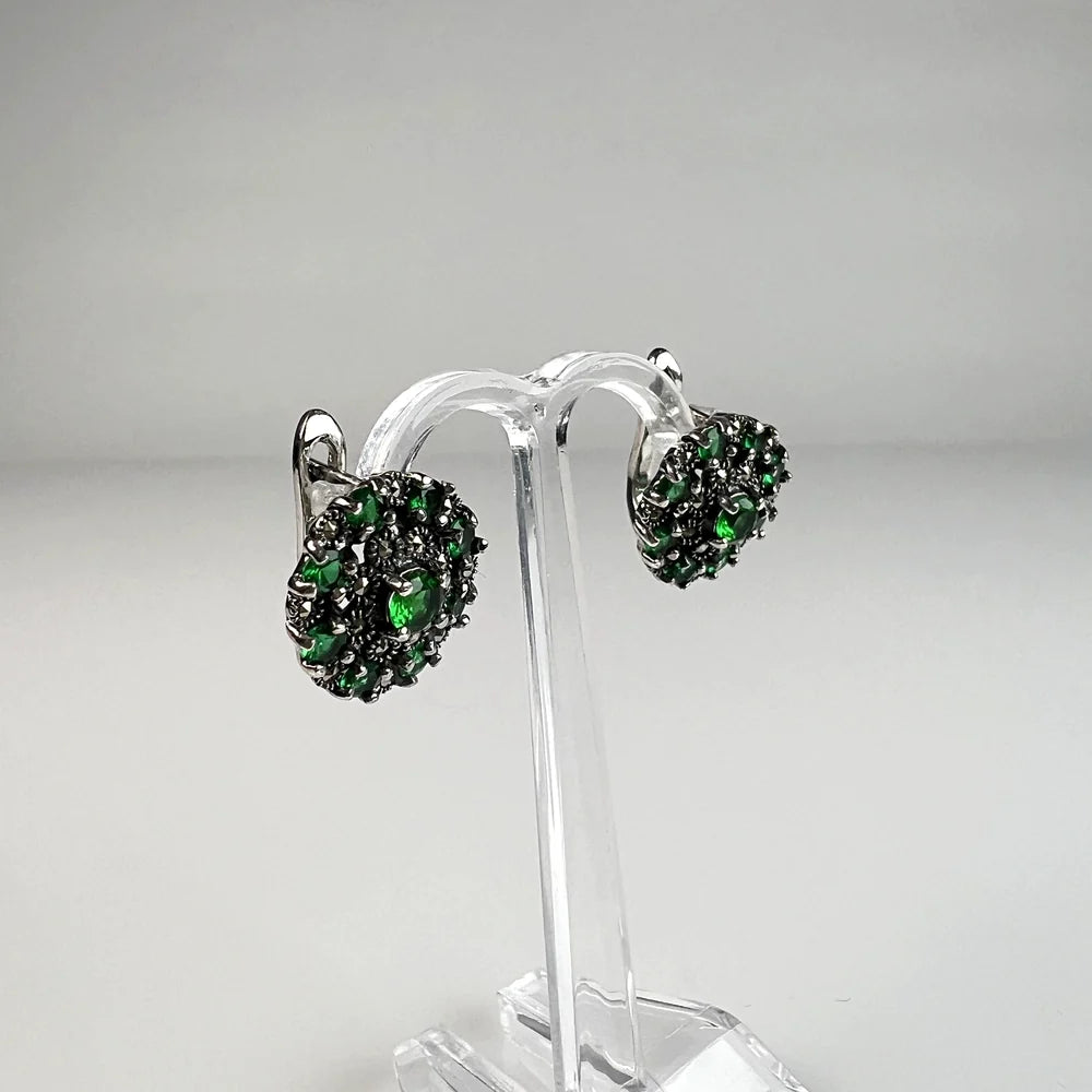Cercei drop marcasite cu prindere leverback din argint 925 - vedere 1
