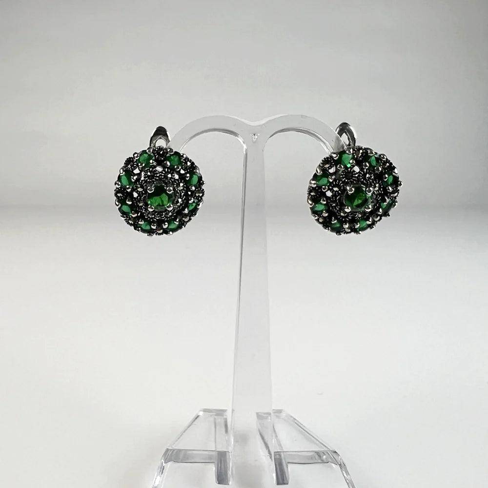 Cercei drop marcasite cu prindere leverback din argint 925 - vedere 2