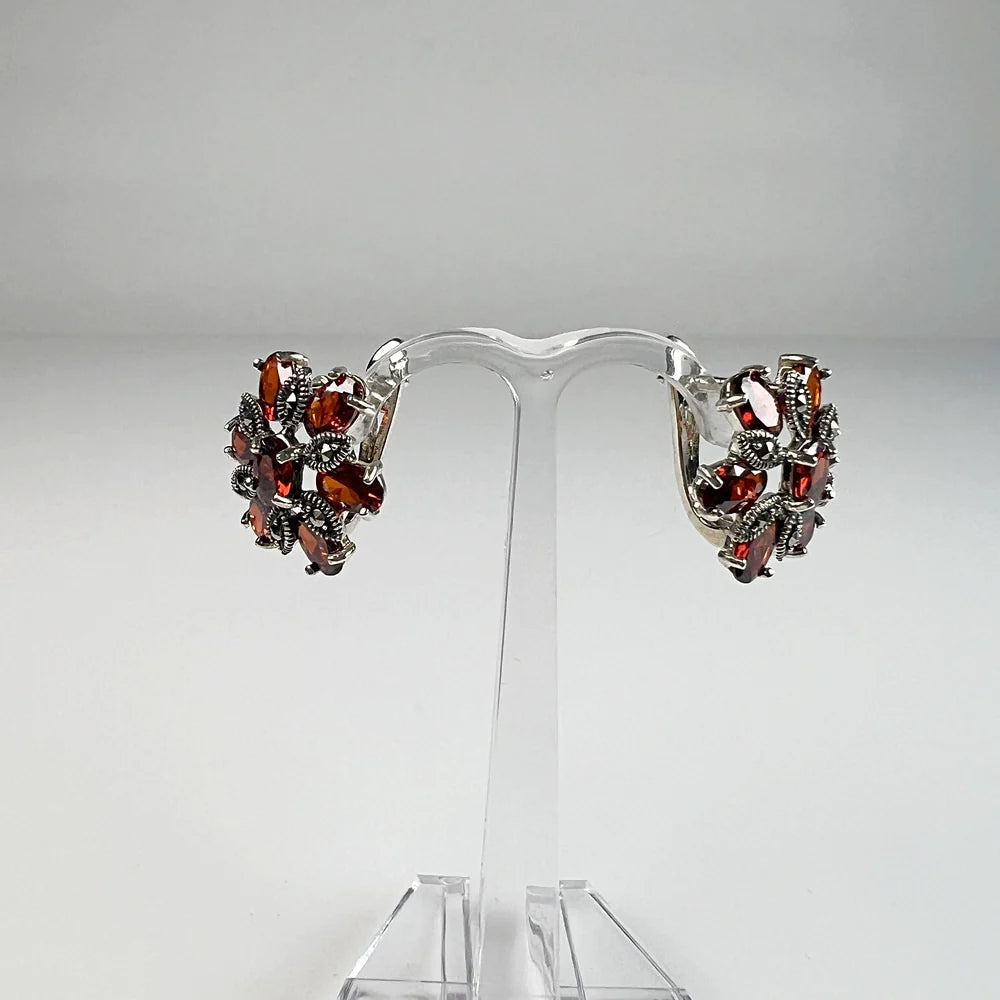 Cercei drop marcasite cu prindere leverback din argint 925 - vedere 2