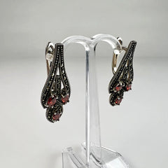 Cercei lungi marcasite prindere leverback argint 925 - vedere 1