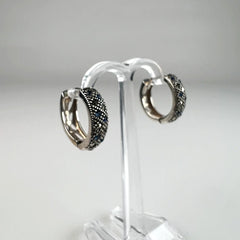 Cercei creole marcasite din argint 925, 16mm - vedere 1