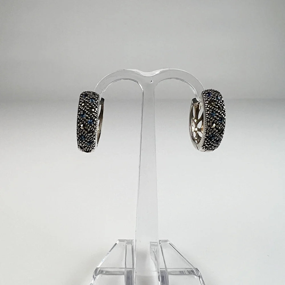 Cercei creole marcasite din argint 925, 16mm - vedere 2