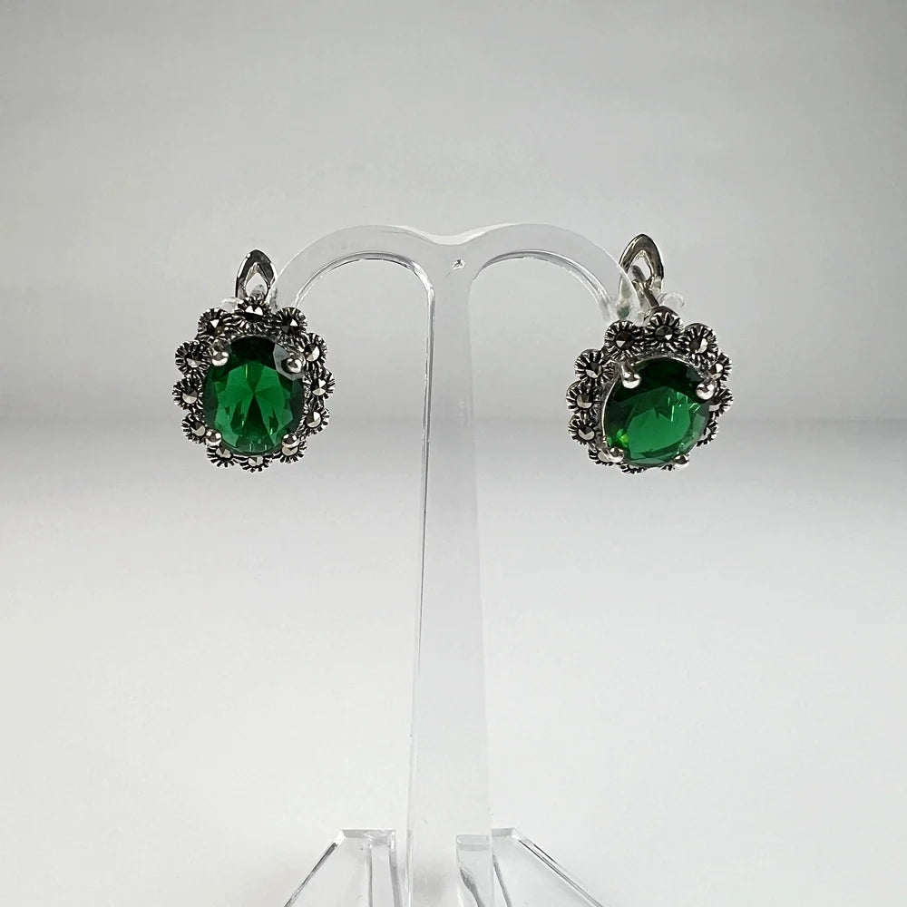 Cercei drop marcasite argint 925 cu prindere leverback - vedere 2