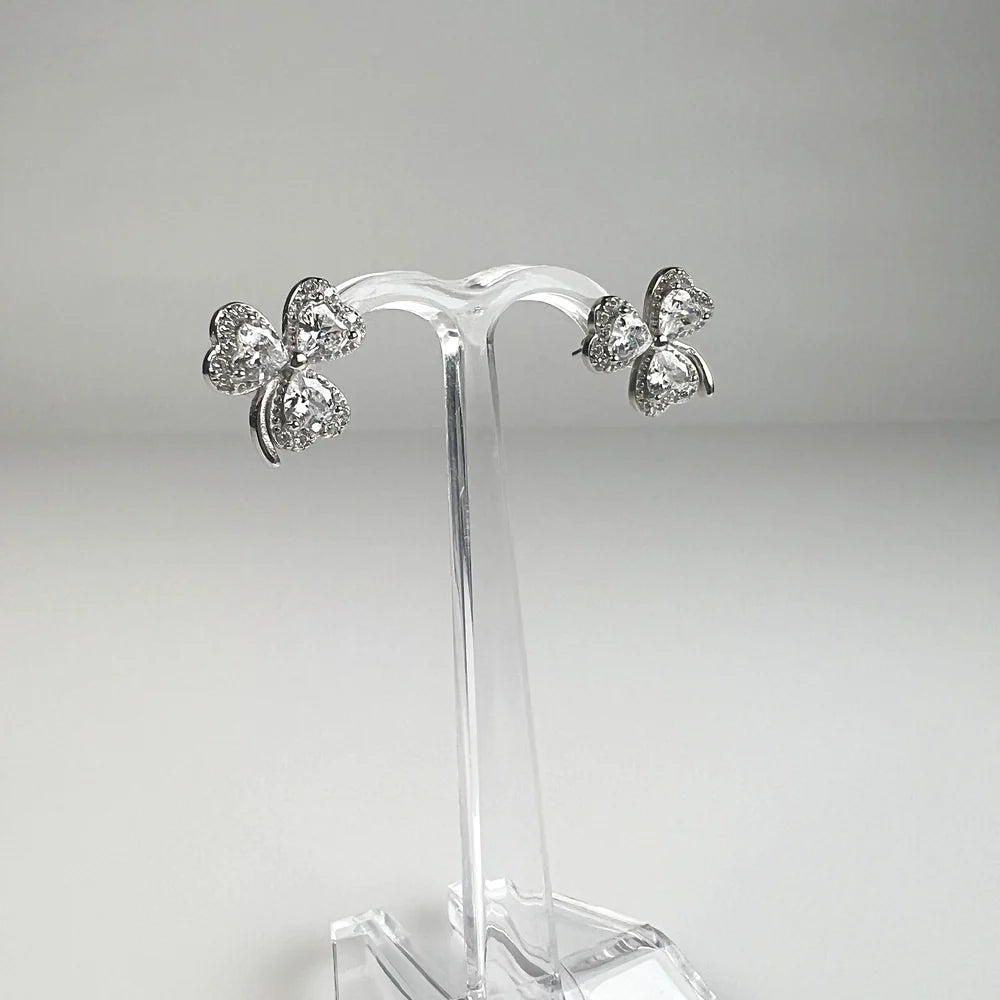 Cercei cu surub zirconia din argint 925 prindere fluture - vedere 1