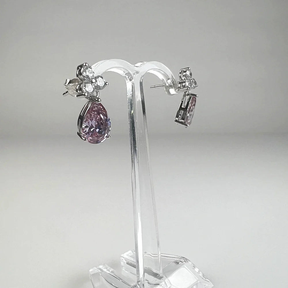 Cercei drop zirconia cu prindere fluture din argint 925 - vedere 1