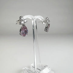 Cercei drop zirconia cu prindere fluture din argint 925 - vedere 1