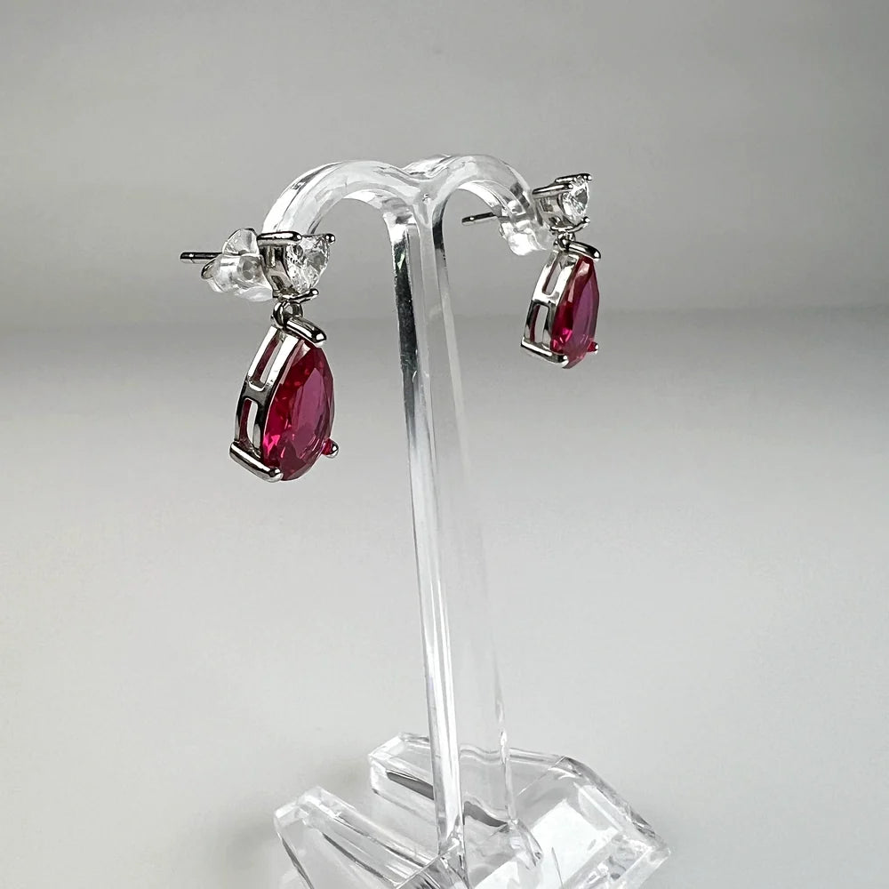 Cercei drop zirconia cu prindere fluture din argint 925 - vedere 1