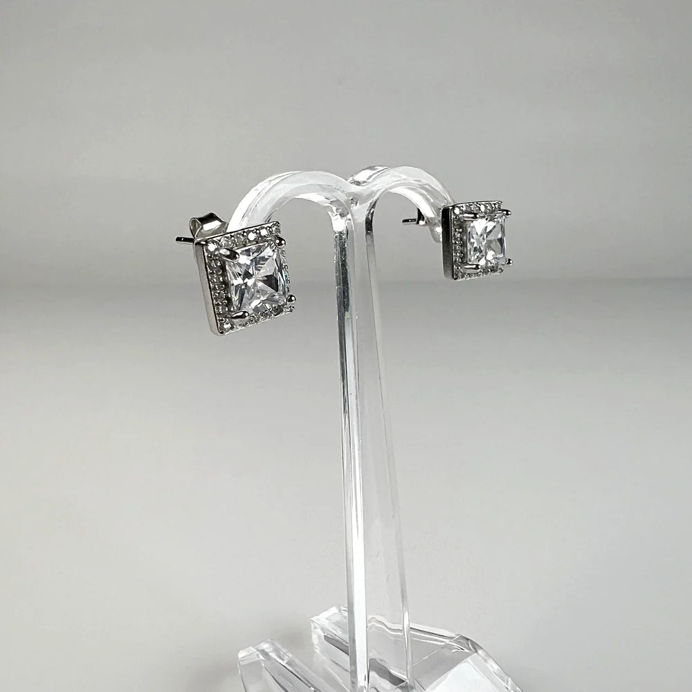 Cercei cu zirconia si surub din argint 925, 10mm - vedere 1
