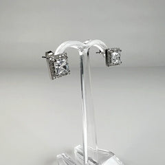 Cercei cu zirconia si surub din argint 925, 10mm - vedere 1