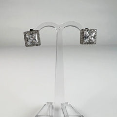 Cercei cu zirconia si surub din argint 925, 10mm - vedere 2