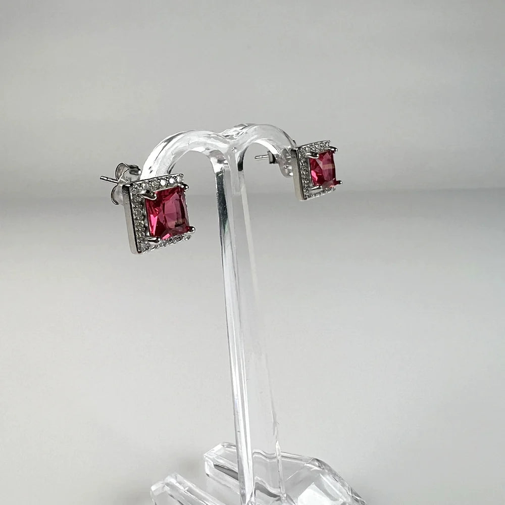 Cercei cu zirconia si surub din argint 925, 10mm - vedere 1