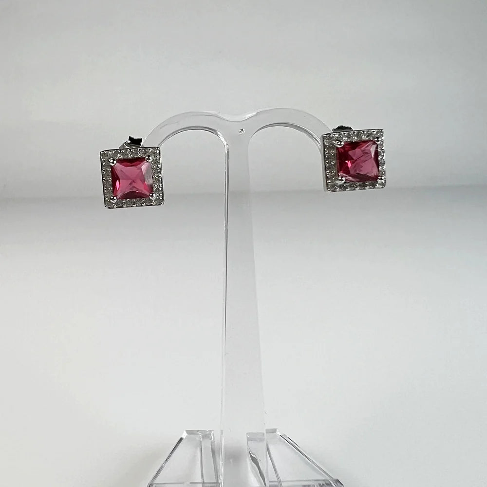 Cercei cu zirconia si surub din argint 925, 10mm - vedere 2