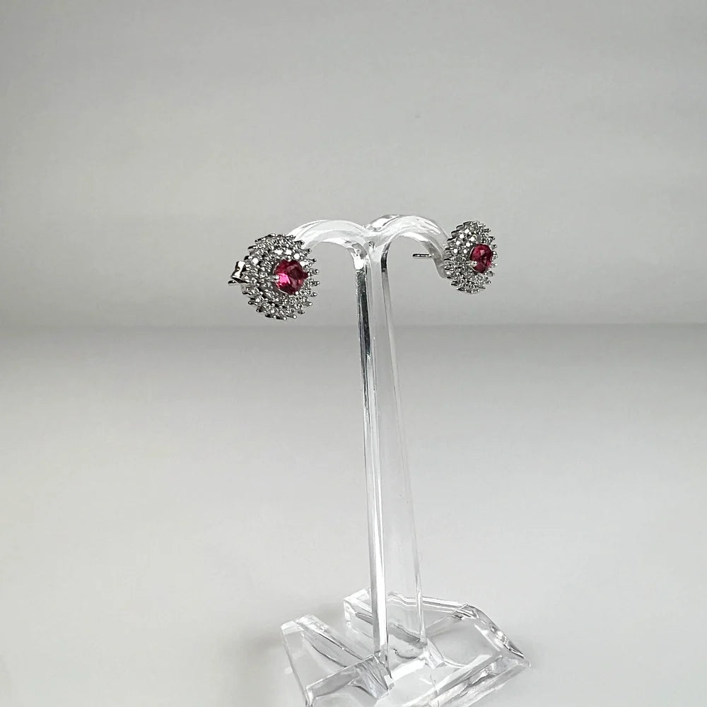 Cercei cu zirconia si surub din argint 925 - 8mm - vedere 1