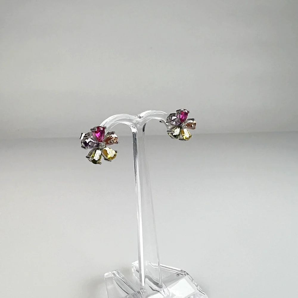 Cercei mici zirconia cu surub argint 925 si fluture - vedere 1