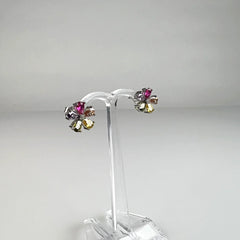 Cercei mici zirconia cu surub argint 925 si fluture - vedere 1