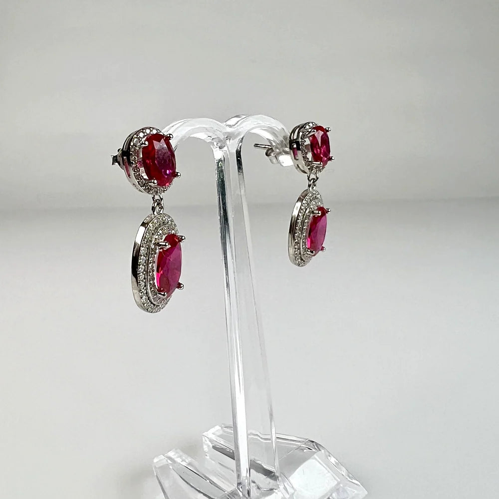 Cercei cu zirconia si surub din argint 925, 25mm - vedere 1
