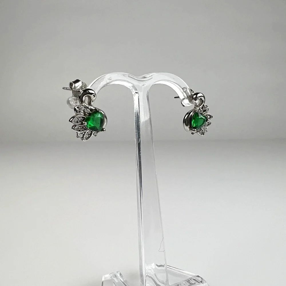 Cercei cu zirconia si surub din argint 925 - fluture - vedere 1