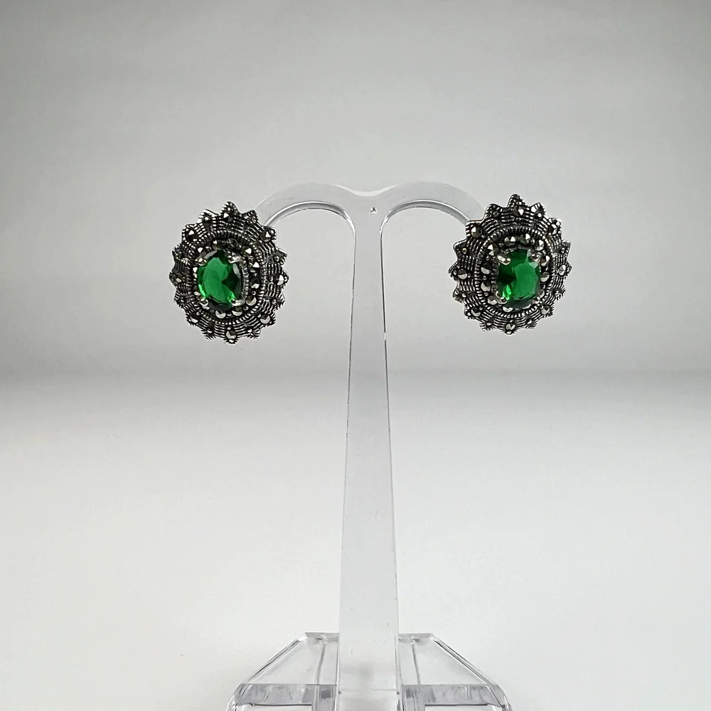 Cercei cu zirconia si surub din argint 925, 15 mm - vedere 2